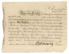 North American Land Stock signed by Robert Morris - Financier and Pennsylvania S picture