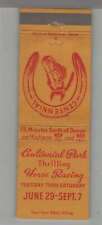 Matchbook Cover Horse Racing Centennial Park Thrilling Horse Racing Denver, CO picture