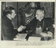 1947 Press Photo Rev Hugo Lassalle talks with Samuel Cardinal Stritch picture