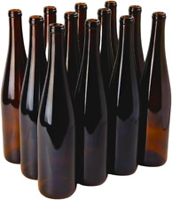 12 PCS Amber Wine Bottles Empty Stretch Hock Liquor Glass Empty Bottles 750ml picture