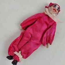 Vintage 1990s Hot Pink Jester Clown 7 Inch Plush & Porcelain Figurine picture