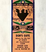 SPARTA, WIS 1930’S DON’S CAFE, 142 N. WATER ST. MATCHBOOK COVER picture