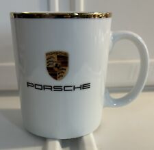 Porsche Crest Logo Gold Trim Rimmed Coffee Tea Mug Made in Germany picture