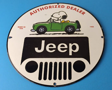 Vintage Jeep Sign - 4 WD Vehicles Off Road Gas Pump Service Porcelain Sign picture