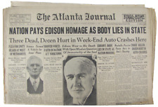 Vintage 1931 THOMAS EDISON Funeral Death Newspaper picture