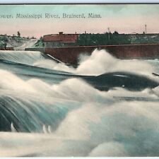 c1910s Brainerd, MN Water Power Mississippi River Hydroelectric Dam Postcard A90 picture