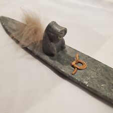 Vintage Soapstone Sculpture Inuit Style Dimu Soapstone Carving 12”X 2” kayak picture