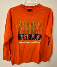 2003 Harley Davidson 100 Year Anniversary ORANGE Long Sleeve T-Shirt MediumUSA picture