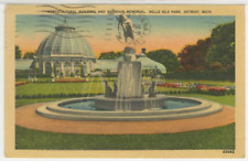 MI Postcard View Of Barbour Memorial - Belle Isle Park - Detroit 1947 vintage G4 picture
