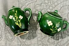 Vintage 1960s Germany Green Teapot Salt and Pepper Shakers SP99-70 picture