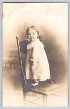 Postcard RPPC Photo Child Young Girl Standing On Chair Vintage c1908 picture