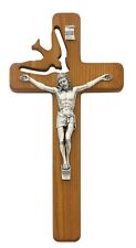 Confirmation Wooden Wall Cross With Pewter Corpus Christi and Dove, 8 Inch picture