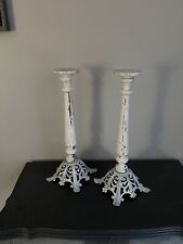 Vintage chippy Candlesticks With Metal Base - 14”. picture