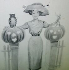 Halloween Postcard Gottschalk Victorian Woman JOL Original Dreyfuss 2662 Unused  picture