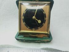 Vintage Rare Kienzle Alarm Travel Clock with green leather case (Runs) picture