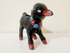 Vintage 1950s Black Sheep Decoration/Planter Handpainted Red Hooves & Ears picture