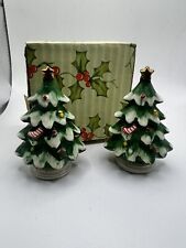 Mid Century Vintage Lefton Christmas Tree Salt and Pepper Shakers Set picture