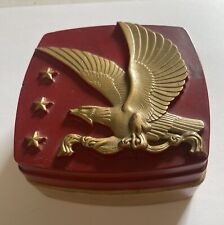 Vtg Art Deco HICKOK red lidded Cuff Link/trinket box with Raised Eagle On Lid  picture