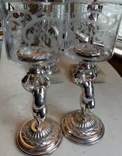 Pair antique crystal silverplate figural candle toothpick holders, Pairpoint picture