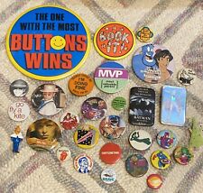 Vintage Lot Of 30 Pin Buttons 70s 80s 90s Music Pop Culture Superhero More picture
