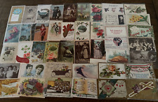 ~Lot of 43 Antique 1900's~Mixed Topics Greetings Postcards~All with stamps-h713 picture