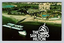 San Diego CA-California, Aerial San Diego Hilton, Advertise, Vintage Postcard picture
