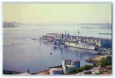 1966 Submarine Tender USS Fulton AS 11 At State Pier New London CT Postcard picture