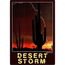 Postcard Arizona A Desert Storm Saguaro Cactus With Lightening Bolts picture