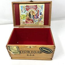 Flor Fina Wood Cigar Box Maduro Dovetailed Red Felt Lined Empty picture