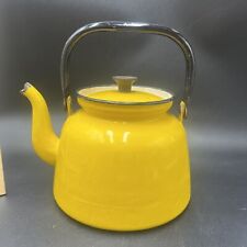 Huta Selesia Vintage enamelware teapot Yellow with lid made in Poland.decor picture
