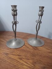 Serge Nakrassoff Signed Pair Of Pewter Candle Holders picture
