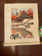 18” x 22” Mail Pouch Tobacco Farm Reflection Tractor Cows Finished Cross Stitch picture