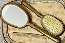 Vintage gold toned vanity set- well loved picture