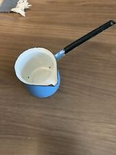 VINTAGE BLUE ENAMELWARE POURING DIPPER HANDLE WITH SPOUT Yugoslavian picture