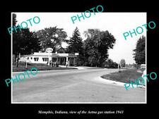 OLD LARGE HISTORIC PHOTO OF MEMPHIS INDIANA THE AETNA OIL GAS STATION c1943 picture