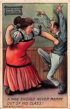 1913 Comic PC-Angry Wife Punches Husband-Man Should Never Marry Out of His Class picture