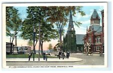 Common Congregational Church & Court House Greenfield MA Massachusetts Postcard picture
