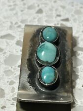Vintage 1950’s  Navajo Turquoise Sterling Silver Money Clip picture