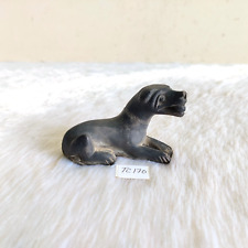 Vintage Handmade Greyhound Dog Black Clay Stone Figurine Figure Decorative TC170 picture