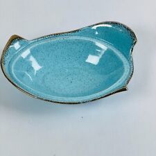 Modern Retro Turquoise Aqua Dish With Gold Sparkle and Trim 608B USA picture
