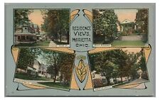 4 Residence Views from MARIETTA OH Ohio Vintage Postcard picture