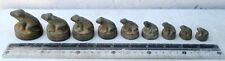 Superb Old Bronze Opium Weight Set 9 Frogs picture