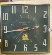MCM Vintage  50s 60s General Electric Kitchen Yellow Clock Telechron 8H24 Read picture