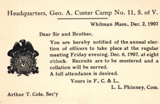 Whitman Massachusetts Camp Custer Sons Of Union Veterans Postcard 1907 picture