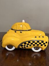 Vintage Iconic Yellow Taxi Cab Ceramic Cookie Jar 11”x7.5” picture