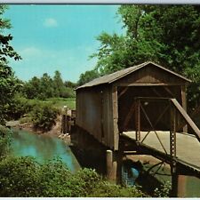1963 Delta, Iowa ? Covered Kissing Bridge Steel Truss Scenic Country PC Vtg A233 picture