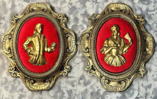 Gold Vintage Oval Ornate George Martha W Large L Frame Cameo Red Velvet (2)19x16 picture