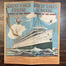 Great Lakes Cruise 1925 Season Brochure, Time Schedule & Map. Vintage picture