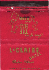 Le Claire Hotel, Moline, Illinois, Top Hat and Jug Vintage Matchbook Cover picture