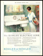 1927 KOHLER ELECTRIC KITCHEN SINK  DISHWASHER Porcelain Fixtures Vtg PRINT AD picture